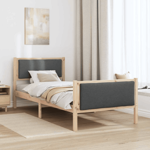 Estrutura de cama de solteiro para adultos - Cinzento Cinza Escuro 100 x 200 cm tecido