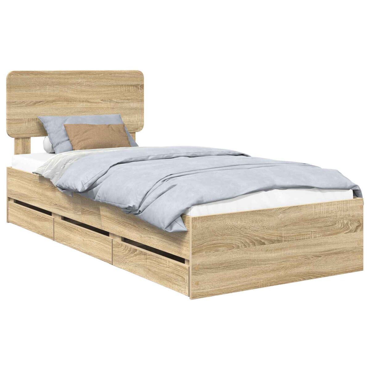 Estructura de cama individual para adultos 101x203 Madera Clara
