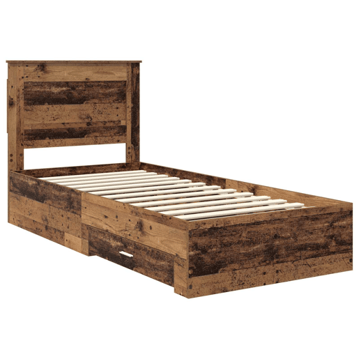 Estrutura de cama de solteiro para adultos com gaveta com cabeceira Madeira processada