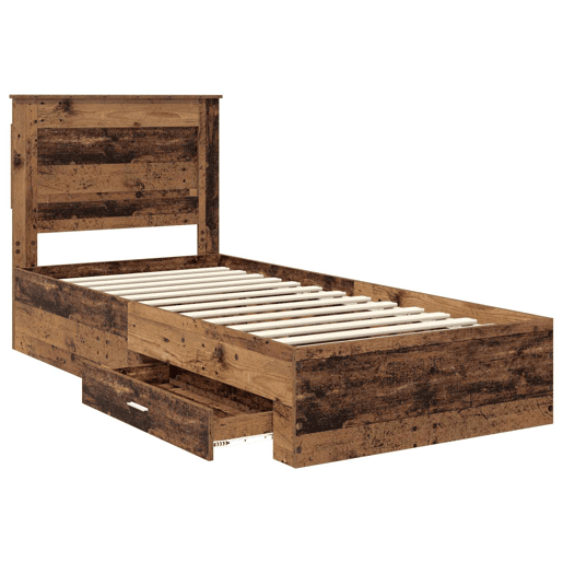 Estrutura de cama de solteiro para adultos com gaveta com cabeceira Madeira processada