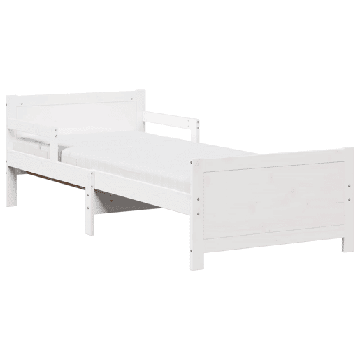 Estrutura de cama de solteiro para adultos - Branco 80 x 200 cm Madeira de Pinheiro Sólida