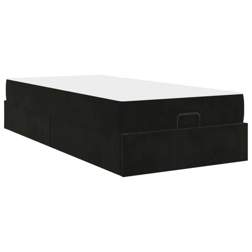 Estrutura de cama de solteiro para adultos com colchão com colchão 2 pcs Preto Veludo