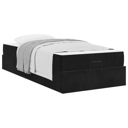 Estrutura de cama de solteiro para adultos com colchão com colchão 2 pcs Preto Veludo