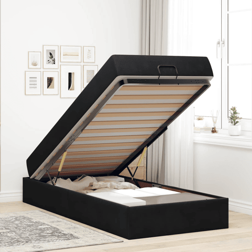 Estrutura de cama de solteiro para adultos com colchão com colchão 2 pcs Preto Veludo