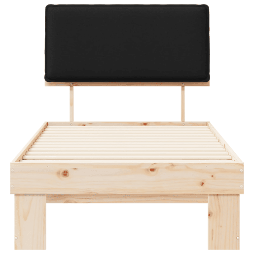 Estrutura de cama de solteiro para adultos com Cabeceira Estofada Preto 80 x 200 cm