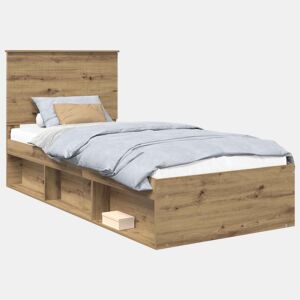 Estrutura de cama de solteiro moderno com cabeceira - Carvalho Artesanal 90 x 190 cm