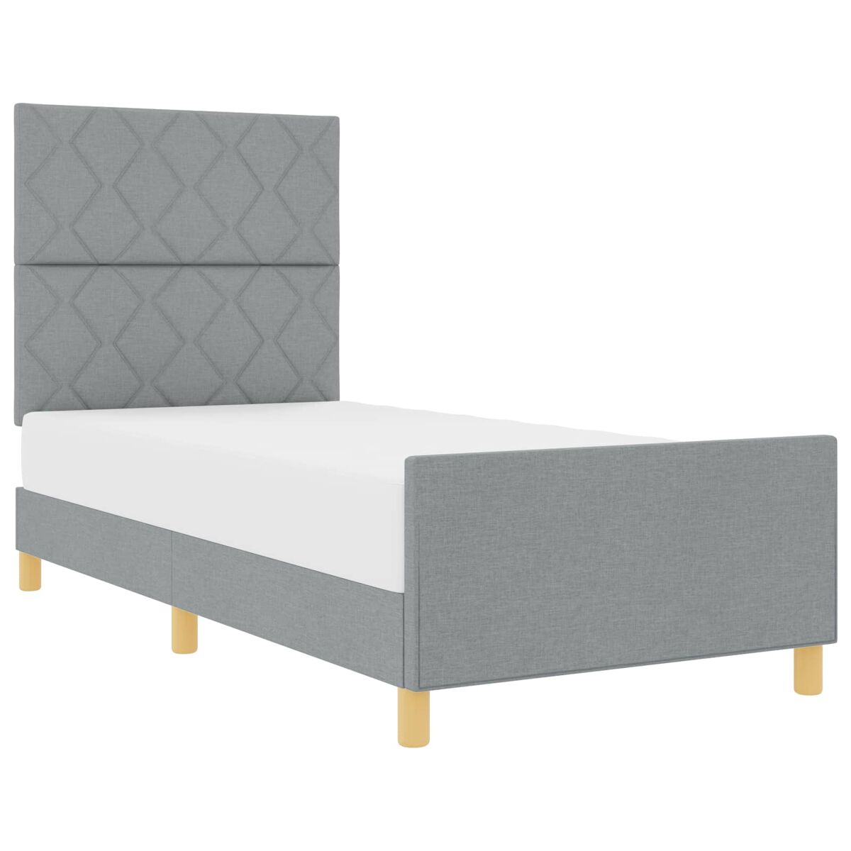 Estructura de cama individual para adultos con cabecera - gris claro 100 x 200 cm tela