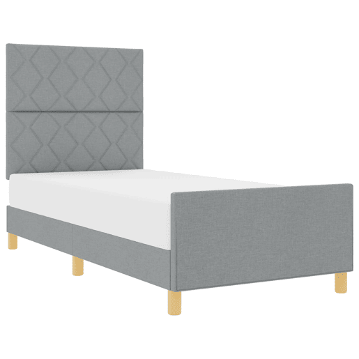 Estrutura de cama de solteiro para adultos Cinzento-claro 100 x 200 cm tecido Estrutura de cama de solteiro para adultos Cinzento-claro 100 x 200 cm tecido