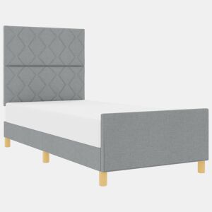 Estrutura de cama de solteiro para adultos Cinzento-claro 100 x 200 cm tecido