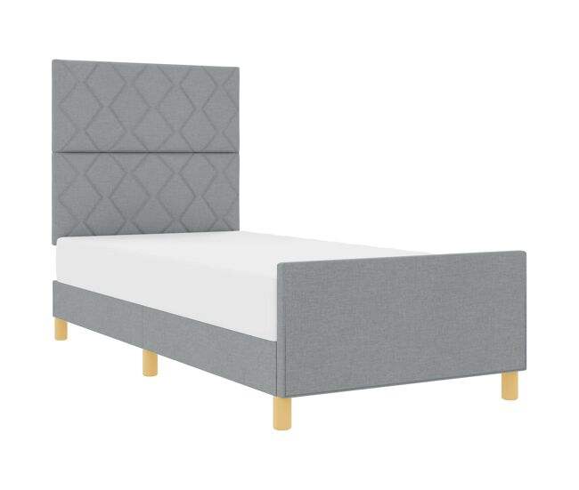 Estructura de cama individual para adultos con cabecera - gris claro 100 x 200 cm tela