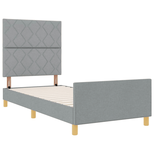 Estrutura de cama de solteiro para adultos Cinzento-claro 100 x 200 cm tecido Estrutura de cama de solteiro para adultos Cinzento-claro 100 x 200 cm tecido