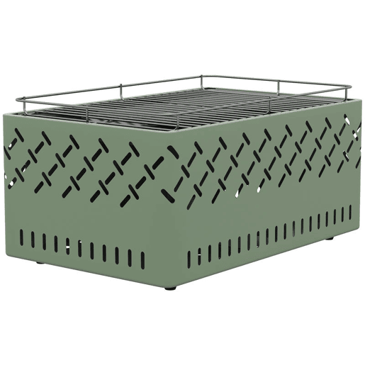 Outsunny Barbecue a Carvão Portátil, 45,5x29x21 cm, com Ventilador Integrado, Temperatura Ajustável e Bandeja de Carvão, para Campismo, Piqueniques e Festas no Jardim, Verde-Claro