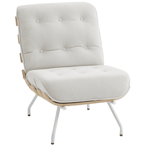 HOMCOM Poltrona de Sala Estofada em Linho Poltrona de Leitura com Assento Acolchoado Estrutura de Aço Poltrona para Sala de Estar Quarto 62,5x94x81 cm Creme