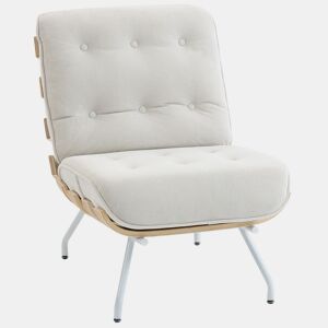 HOMCOM Poltrona de Sala Estofada em Linho Poltrona de Leitura com Assento Acolchoado Estrutura de Aço Poltrona para Sala de Estar Quarto 62,5x94x81 cm Creme