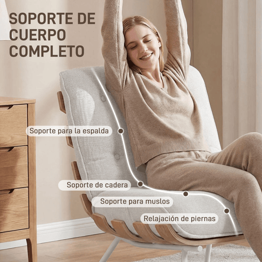 HOMCOM Poltrona de Sala Estofada em Linho Poltrona de Leitura com Assento Acolchoado Estrutura de Aço Poltrona para Sala de Estar Quarto 62,5x94x81 cm Creme