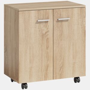 HOMCOM Aparador com Rodas Aparador de Sala com 2 Portas e Prateleiras para Sala de Estar Quarto Escritório, 60x35x65 cm Madeira