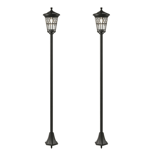 Outsunny Conjunto de 2 Candeeiros Solares de Jardim, Luzes Solares de Exterior de Aço Inoxidável com Altura Ajustável, 2 Modos de Brilho, IP44 Impermeável, para Terraço, Pátio, 23,5x23,5x186 cm, Preto