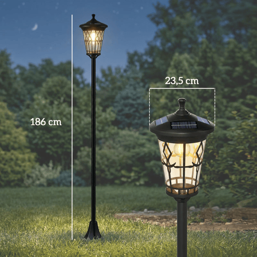 Outsunny Conjunto de 2 Candeeiros Solares de Jardim, Luzes Solares de Exterior de Aço Inoxidável com Altura Ajustável, 2 Modos de Brilho, IP44 Impermeável, para Terraço, Pátio, 23,5x23,5x186 cm, Preto