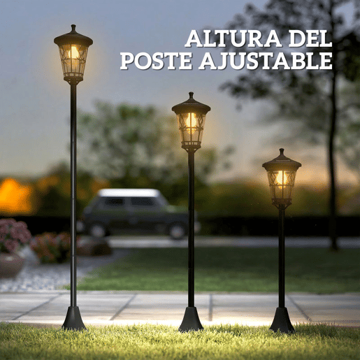 Outsunny Conjunto de 2 Candeeiros Solares de Jardim, Luzes Solares de Exterior de Aço Inoxidável com Altura Ajustável, 2 Modos de Brilho, IP44 Impermeável, para Terraço, Pátio, 23,5x23,5x186 cm, Preto