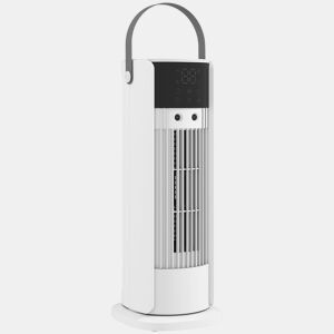 HOMCOM Ventoinha de Torre com Névoa, Ventilador de Mesa com 3 Velocidades, Oscilação de 90°, Temporizador de 10H, Motor DC, Controlo Remoto, Pega, para Quartos, Branco