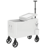 Outsunny Carro Frigorífico de 56L com Rodas Carro de Bebidas com Pega Ajustável Abre-garrafas Recolhe-tampas Dreno e Mesa Frigorífico para Jardim Festas BBQ 75x35x120 cm Branco