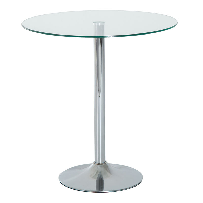 homcom mesa de comedor redonda para 2 personas o70 cm mesa de cocina moderna con superficie de vidrio templado y base de acero para salon comedor plateada