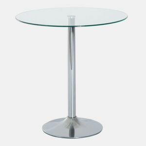HOMCOM Mesa de Jantar Redonda para 2 Pessoas, Ø70 cm, Mesa de Cozinha Moderna com Superfície de Vidro Temperado e Base de Aço, para Sala de Estar, Sala de Jantar, Prateada