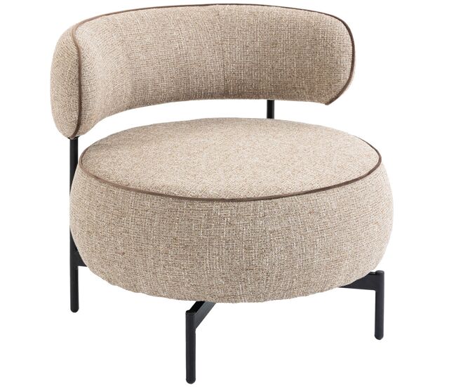 Homcom butaca de salón con asiento giratorio, sillón de salón, tapizado en lino, con asiento amplio, acolchado grueso, patas de metal para dormitorio, lectura, beige
