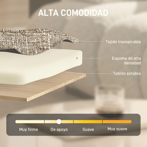 HOMCOM Poltrona de Sala com Assento Rotativo Poltrona de Sala Revestida em Tecido Linho com Assento Amplo Acolchoado Espesso Pés de Metal para Quarto Leitura Bege