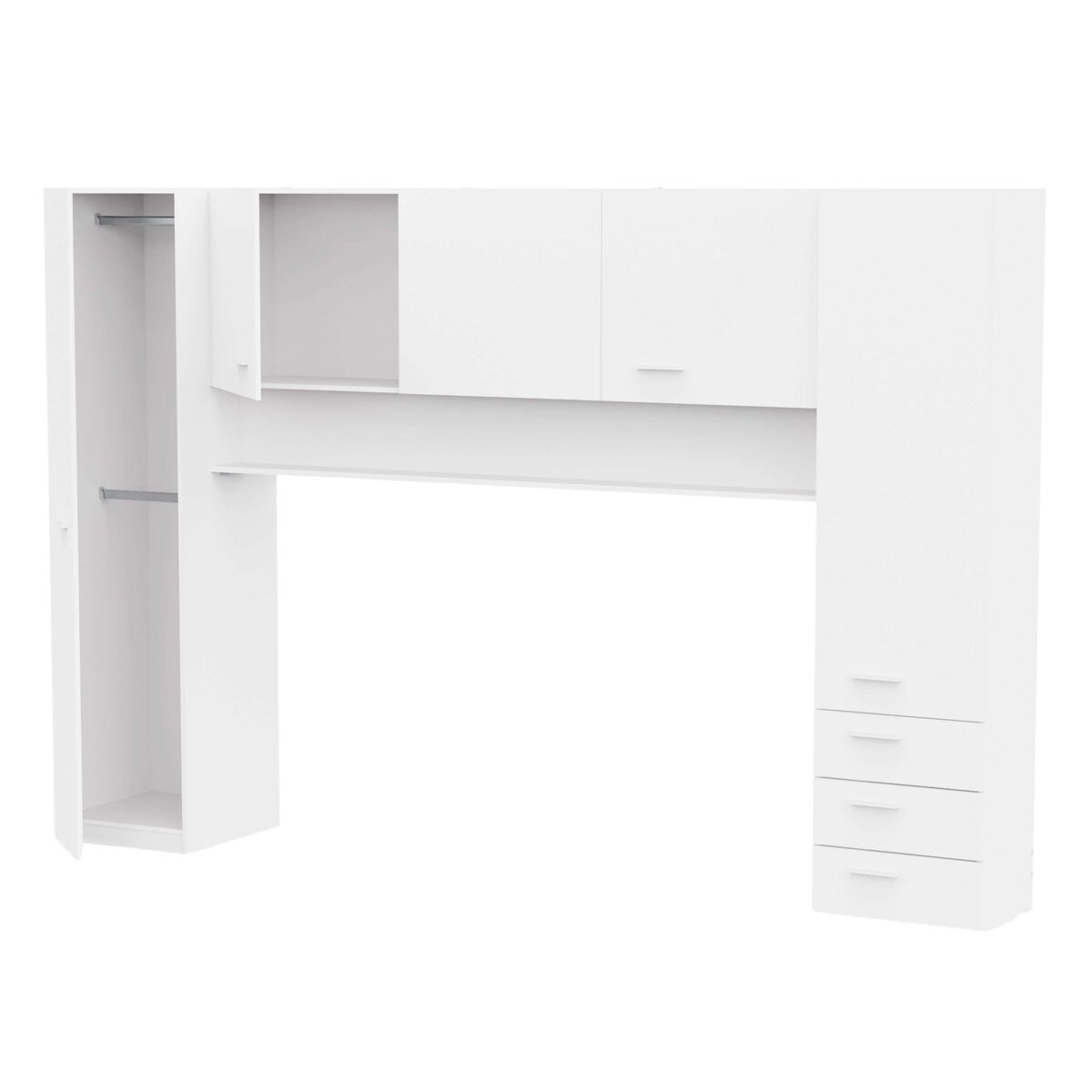 Pack dormitorio infantil juvenil tidy armario puente+cama nido color blanco