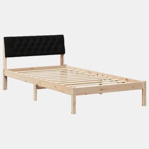 Estrutura de cama de solteiro para adultos com Cabeceira - Castanho e preto 100 x 200 cm
