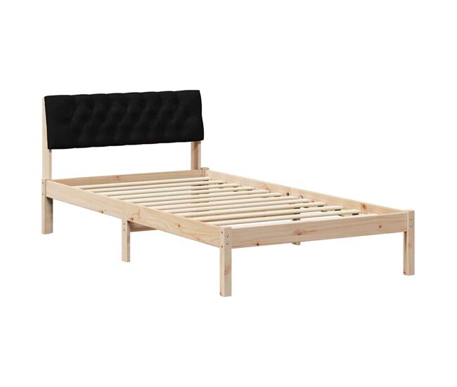 Estructura de cama individual para adultos con cabecera - marrón y negro 100 x 200 cm