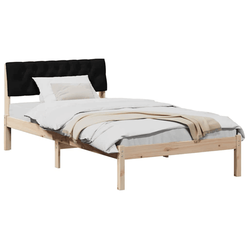 Estrutura de cama de solteiro para adultos com Cabeceira - Castanho e preto 100 x 200 cm
