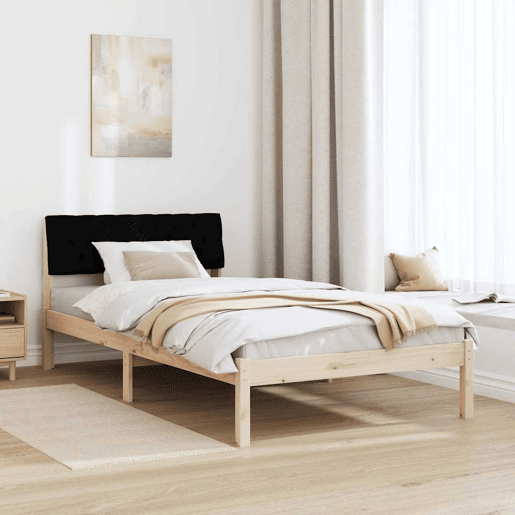 Estrutura de cama de solteiro para adultos com Cabeceira - Castanho e preto 100 x 200 cm