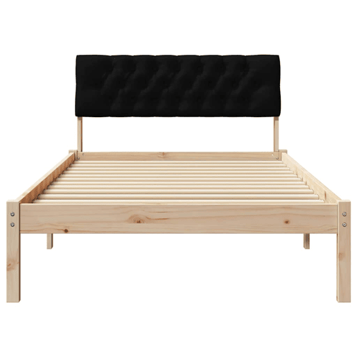 Estrutura de cama de solteiro para adultos com Cabeceira - Castanho e preto 100 x 200 cm