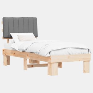Estrutura de cama de solteiro simple com Cabeceira Estofada Cinzento-claro