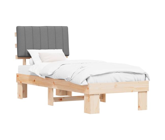 Estructura de cama simple para adultos con cabecera - tapizada gris claro 80 x 200 cm