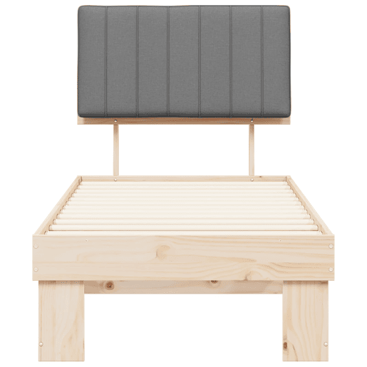 Estrutura de cama de solteiro simple com Cabeceira Estofada Cinzento-claro