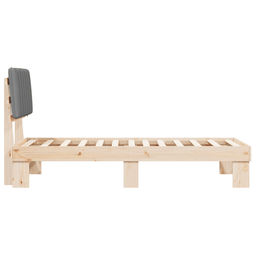 Estrutura de cama de solteiro simple com Cabeceira Estofada Cinzento-claro