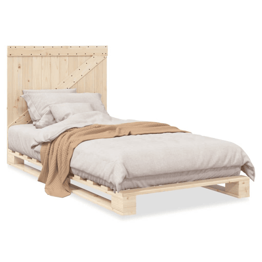 Estrutura de cama de solteiro para adultos com cabeceira 100x200cm pinho maciço