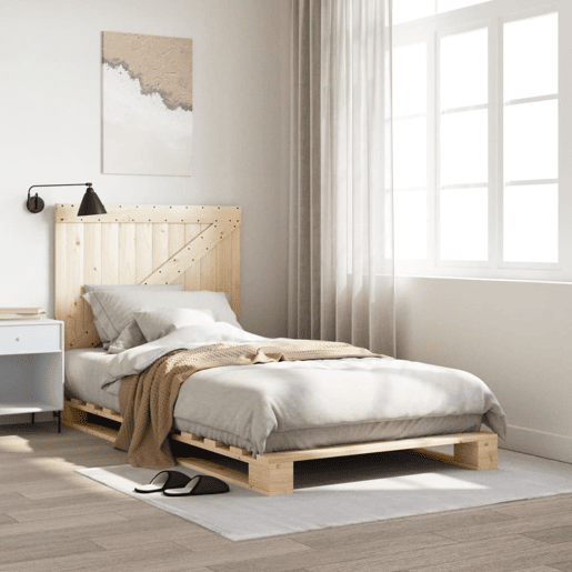 Estrutura de cama de solteiro para adultos com cabeceira 100x200cm pinho maciço
