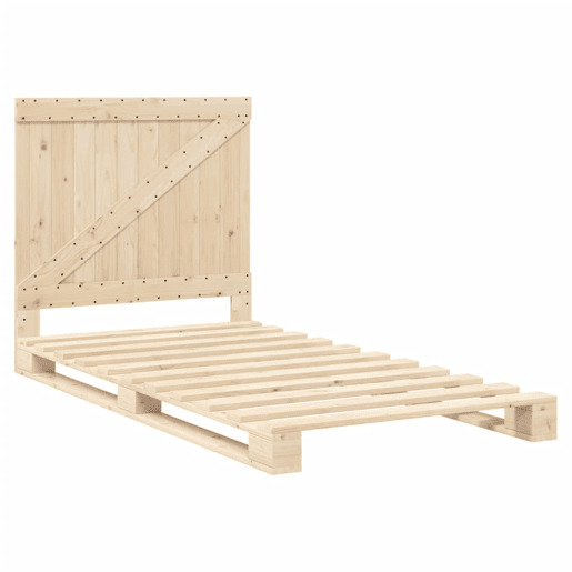 Estrutura de cama de solteiro para adultos com cabeceira 100x200cm pinho maciço