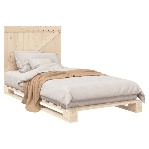 Estrutura de cama de solteiro para adultos com cabeceira 100x200cm pinho maciço