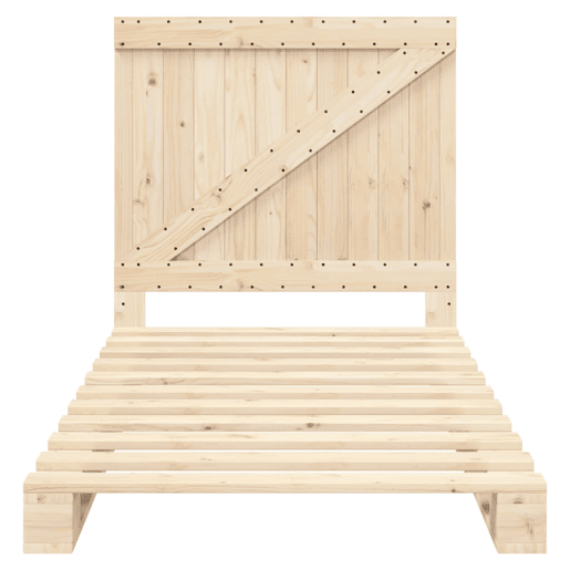 Estrutura de cama de solteiro para adultos com cabeceira 100x200cm pinho maciço