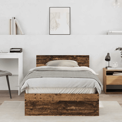 Estrutura De Cama De Casal Moderno - Madeira antiga 203 x 104 x 70 cm
