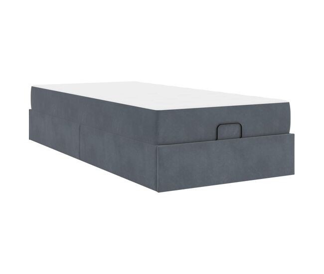 Estructura de cama individual para adultos con colchón 2 pcs gris tenue terciopelo