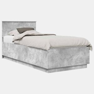 Estrutura de cama de solteiro para adultos - Cinzento 100 x 200 cm Madeira processada