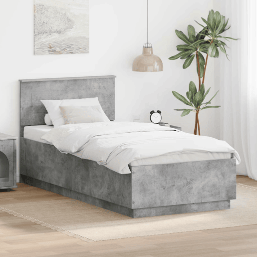 Estrutura de cama de solteiro para adultos - Cinzento 100 x 200 cm Madeira processada