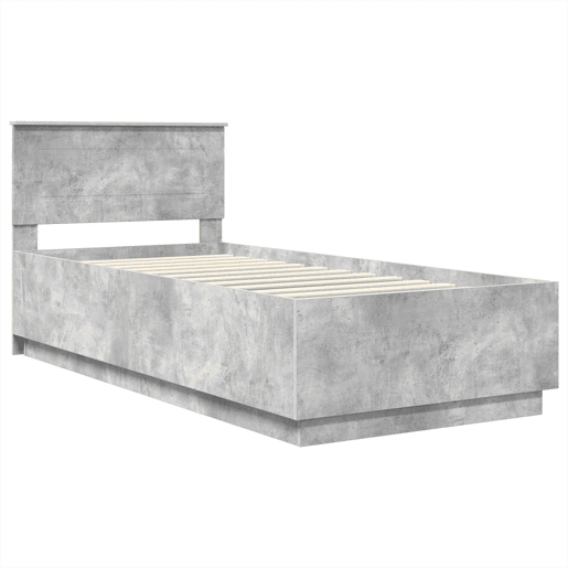 Estrutura de cama de solteiro para adultos - Cinzento 100 x 200 cm Madeira processada