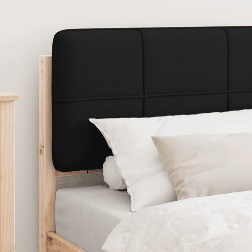 Estrutura de cama de solteiro para adultos com Cabeceira - Estofada Preto 100 x 200 cm